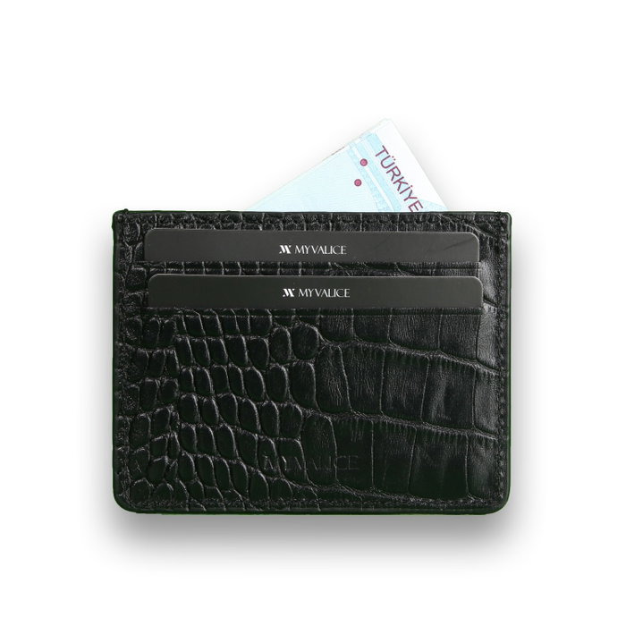 Zoozie Bags 3420 Cartera de Piel Genuina Hecha a Mano, Negro, 10 x 7.5 cm